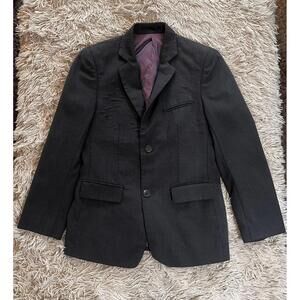 Isaac Mizrahi Wool and Polyester Blend Charcoal Grey Blazer with Red Lining